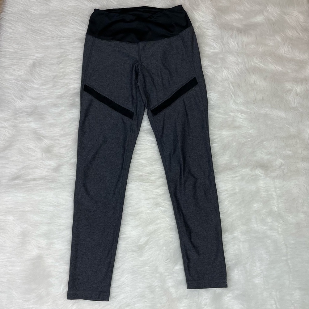 Zella Dark Grey Long Legging black waist and front stripe internal key pocket XS